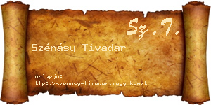 Szénásy Tivadar névjegykártya